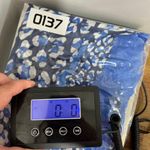 J. McLaughlin  Giselle Scarf NWT $98 Silk Blend Shaw Blue White‎ Leo Border Polka Photo 4