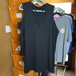 Boo Hoo Plus RIBBED OPEN SHOULDER SWING DRESS Black Size 16 Photo 3