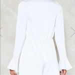 Nasty Gal NEW Knot Front Romper White US Size 8 Long Sleeve Ruffle V-Neck NWT Photo 2
