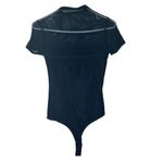 NWT REORIA Women’s Sheer Mesh Ruched Bodysuit – Small Black Photo 6