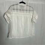 Madewell  White Lace-Inset Pintucked Henley Top Semi Sheer Short Sleeve Small Photo 1