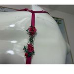 Red Pink Sheer Lace Embroidered Floral Bra Ruffle Adjustable Straps Size XL Photo 7