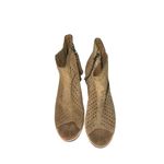 Toms  Majorca Tan Suede Peep Toe Heeled Ankle Boots Booties Womens Size 7.5 Photo 8