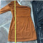 She & Sky  One-Shoulder Dress in Warm Orange Rust Photo 5