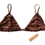 SKIMS  Women’s L‎ Wireless Velvet Logo Triangle Bralette In Chestnut Brown New Photo 0