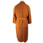 H&M  Women's Orange Striped Collared 3/4 Sleeve Midi Kimono Wrap Coat Dress Sz 2 Photo 1