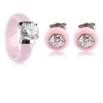 Boutique NEW 1 Ct‎ Simulated Diamond Pink Ceramic Engagement Band Ring, Size 9 Photo 7