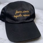 None Fiesta Siesta Tequila Repeat Embroidered Black Satin Structured Baseball Cap Photo 1