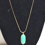Source Unknown Retro Green Glass Stone Gold Tone Snake Chain Pendant 22" Grunge Casual Necklace Photo 0