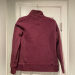 L.L. Bean Size XS Burgundy Quilted Mock Neck Quarter Zip Sweatshirt Leather Pull Red Photo 5