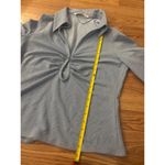 ZARA Icy Blue Metallic Collared Keyhole Cutout Long Sleeve Top Size XL Photo 6