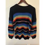 Vintage Cuddle Knit Sweater MockNeck Women's Medium Rainbow Striped Made In USA Photo 1