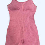 heathered red spaghetti strap activewear romper Pink Photo 0