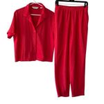 Vintage Women's 2Pc Lounge Set CherryPink Top PL & Capri Pants PM Elastic Waist Pink Size undefined Photo 0