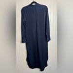 Banana Republic NWT Navy Long Sleeve Mandarin Collar Dress Silky Fabric K4 Photo 6