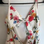 Gal Meets Glam Cassie Floral Tie Back Fit & Flare Linen Dress in Soft White Photo 8