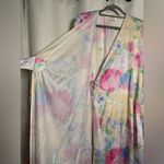 Vintage Lucie Ann Satin Pastel Floral Robe Neglige Medium White Photo 7