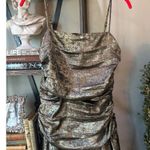 Anthropologie La Maise Studio Elandra Metallic Gold Draped Midi Dress Golden Womens Size Small Photo 3