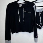 Champion Womens Hoodie and Shorts Set Black Grey Athletic Lounge Wear Size L Photo 0