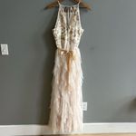 Teeze Me Nights by Champagne Floral Chiffon Tiered Ruffle Gown Size 7 Formal Photo 5