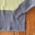 American Eagle white mint green and periwinkle blue striped sweater Photo 3