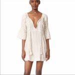 Free People  Folk Town‎ Linen Off-Shoulder Striped Mini Dress Size XS Photo 2
