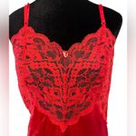 Vintage 70s 80s Lipstick Red Sexy Sultry Sheer Floral Lace Lingerie Slip Dress Size M Photo 1