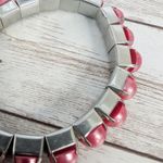 Vintage Stretch Bracelet Dark Pink Faux Pearl Photo 6