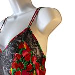 Victoria's Secret  Vintage Gold Label Satin & Lace Nightie Slip Red & Pink Tulips Photo 3