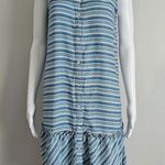 Sharagano Sharango Blue & White Striped Sleeveless Tencel® Peplum Dress Size Small Photo 1