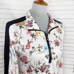 Pam & Gela Fineline Floral Track Sheath Shirt Dress Ivory Black Medium Mini Photo 6