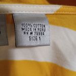 Chico's 1 M Rugby Striped Long Sleeved Lace Up Top in Yellow White Photo 10