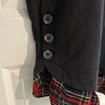Loft Long Sleeve Plaid Trim Top Black Red Size L Photo 3