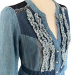 Odd Molly Edgy Denim Mini Dress with Ruffles and opal Snaps Photo 9