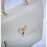 Valentino Orlandi Satchel Top Handle Logo Bag with Matching Wallet Beige Gold Photo 2