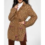 Lisa Todd limited edition luxurious mohair cheetah Print Belted cardigan NEW Brown Size M Photo 3