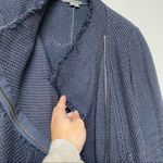 Vince Frayed Edge Scuba Moto Jacket Navy Size Medium Photo 11