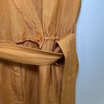 Anthropologie Maeve Luna Gold Orange Linen Romper V Neck size 12 Photo 3