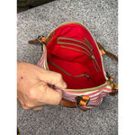 Dooney & Bourke Pink White Striped Satchel Bag Women's Casual Handbag Photo 5