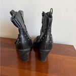 Harley Davidson Black Studded Belt Square Toe Heeled Ankle Riding Boot Women 7.5 Photo 3