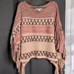 Nostalgia Chenille Fringe Poncho Sweater ONE SIZE Pink Size undefined Photo 0