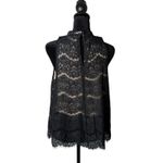 Fire Los Angeles Black Floral Lace Top High Neck Womens L Romantic Layered Photo 1