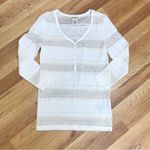 Denim & Supply Ralph Lauren DENIM & SUPPLY Ivory Lace Henley Top Shirt V-Neck Sheer 3/4 Sleeve Sz Small New Photo 1