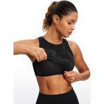 CRZ Yoga NWT Black Tie Dye Flowers Sports Bra Crop Top Athletic Workout Size XL Photo 1