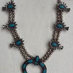 Vintage Southwestern/Navajo Style Silver & Turquoise Squash Blossom Necklace Photo 16