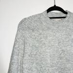 Loft Light Gray Cozy Bell Sleeve Mock Neck Knit Pullover Sweater Photo 2