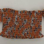 Boho Orange White Floral Smocked Off Photo 2