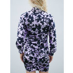 ZARA "Dita" Satin Effect Ruched Print Mini Dress in Purple/Black Photo 2