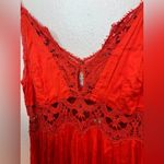 Free People Women’s Fiery Red Lace Mini Dress Size S Photo 4