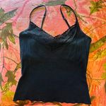 y2k vintage black lace v neck camisole tank top built in bra Photo 0